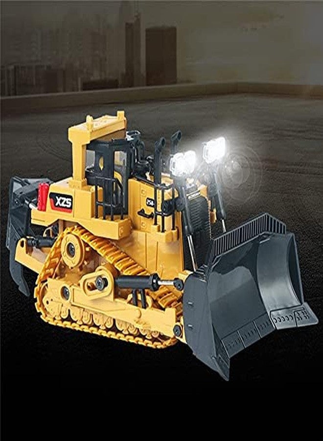 RABRA Remote Control Bulldozer RC 1/24 Full Functional Construction Vehicle, 2.4Ghz 9 Channel Bulldozer Front Loader Toy with Light and Sound for Kids Age 6,7,8,9,10,11 - Multicolor - Image 5
